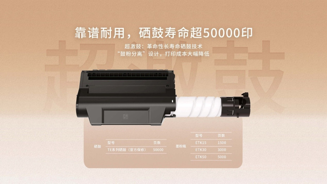 超长寿命硒鼓+大容量墨粉 汉印“超激鼓”激光打印机TE3200出手就是“王炸”