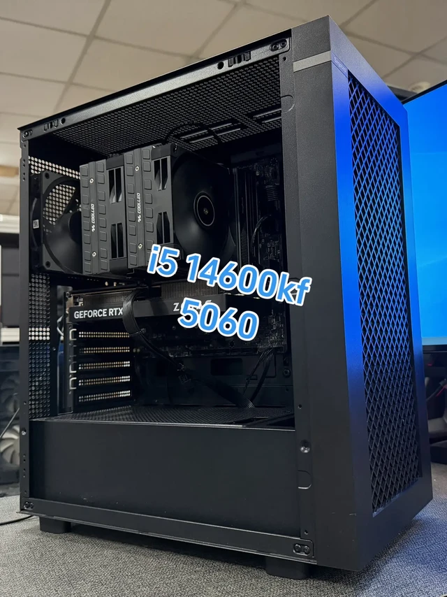 i5 14600kf配5060电脑主机。i5 14600kf➕5060电脑主机，个人一手机器，成色好
处理器：i5 14600kf
内存：金百达16*2 32g 6800星刃
主板：微星PRO B76