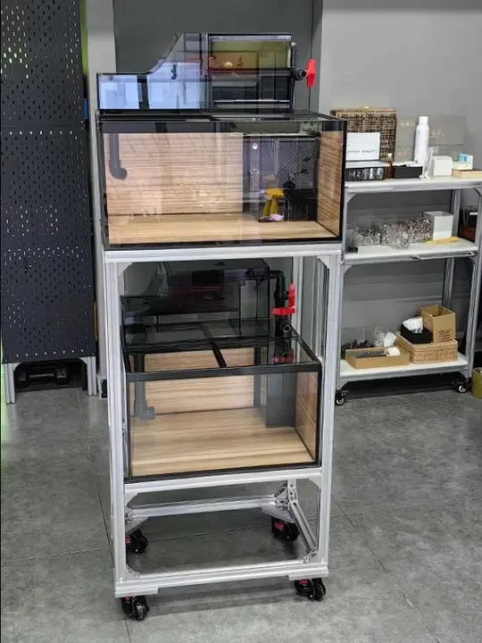双层铝型材可移动龟缸架子定制#铝型材鱼缸架#龟缸#上滤缸#移动鱼缸架