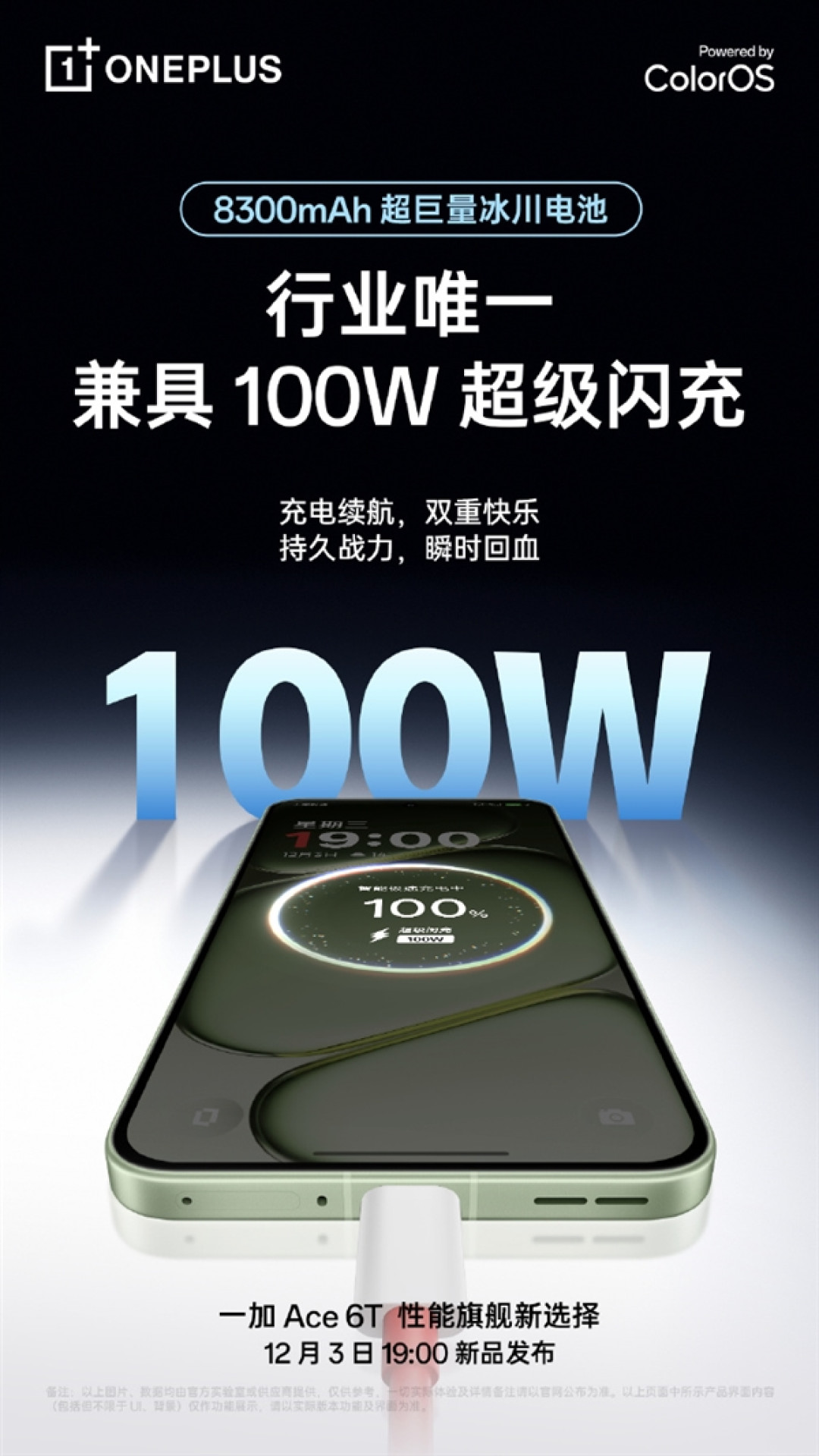 一加 Ace6T成 “充电宝刺客”:全行业唯一的8300mAh+百瓦快充方案