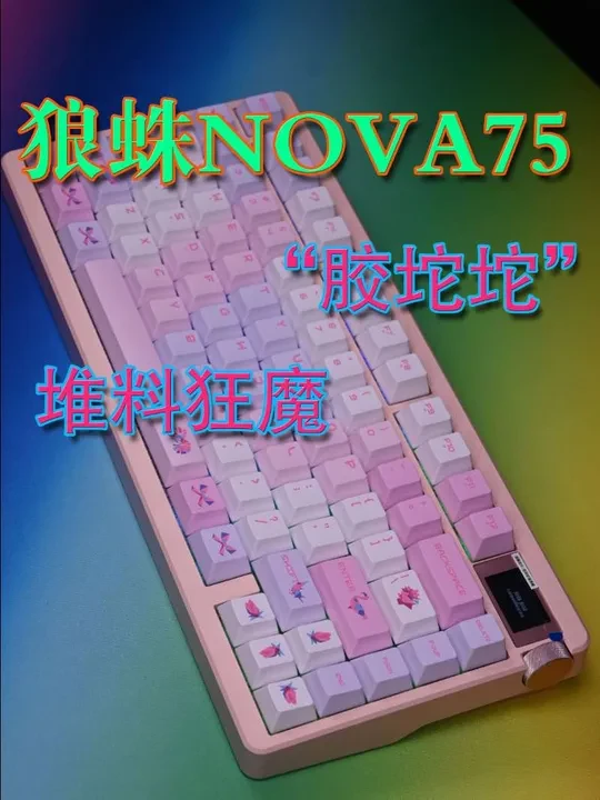 堆料的胶坨坨！狼蛛nova75三模机械键盘，屏幕旋钮，碳纤维定位板，六层填充……下了猛料，功能丰富，外观讨喜。#游戏键盘 #无线键盘 #胶坨坨键盘 #客制化 #键盘推荐