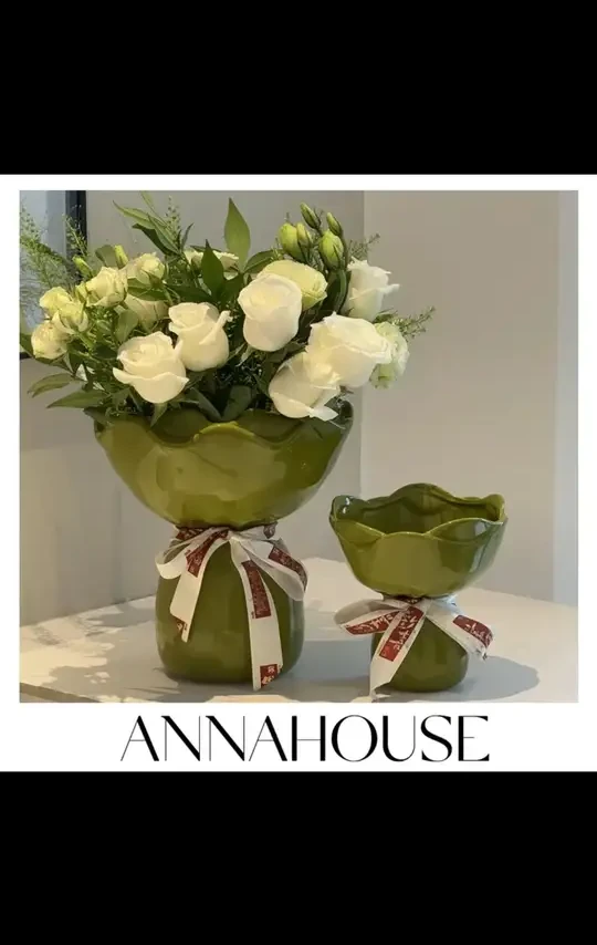 ANNAHOUSE手捧花陶瓷花器花瓶家居客厅餐桌鲜花插花家饰软装YF#花瓶 #花器 #陶瓷花瓶 #陶瓷花器 #插花瓶