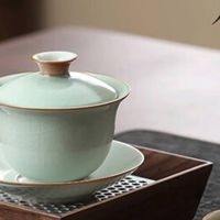 天青釉三才盖碗，开启惬意品茗新体验