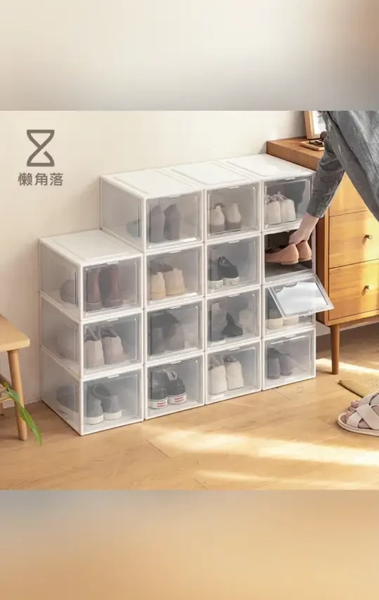 懒角落鞋盒收纳盒透明防尘鞋子鞋柜储物加厚塑料简易鞋架整理箱#鞋盒收纳盒 #透明鞋盒 #加厚塑料 #懒角落收纳 #鞋柜整理