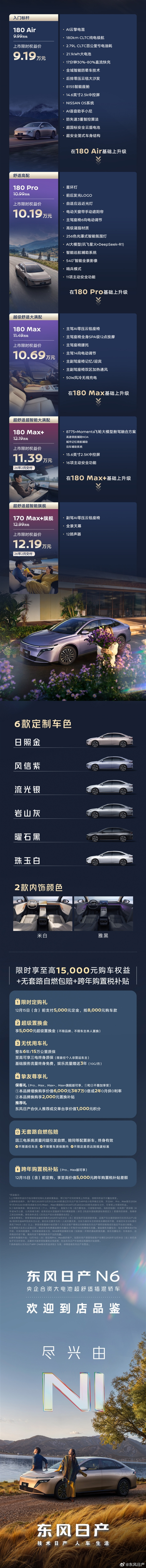 合资真来掀桌子了 全新东风日产N6上市：限时9.19万起
