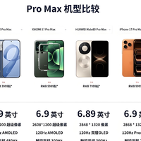 一图看懂四款Pro MAX 参数对比