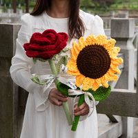 草木鲜生创意针织毛线向日葵花束，一针一线皆心意！