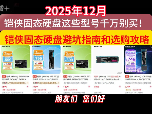 铠侠固态硬盘这些型号千万别买，2025年12月铠侠固态硬盘避坑指南和选购攻略推荐（含SD10/VD10/XG7/CD6/XD20/SF10/SE10系列