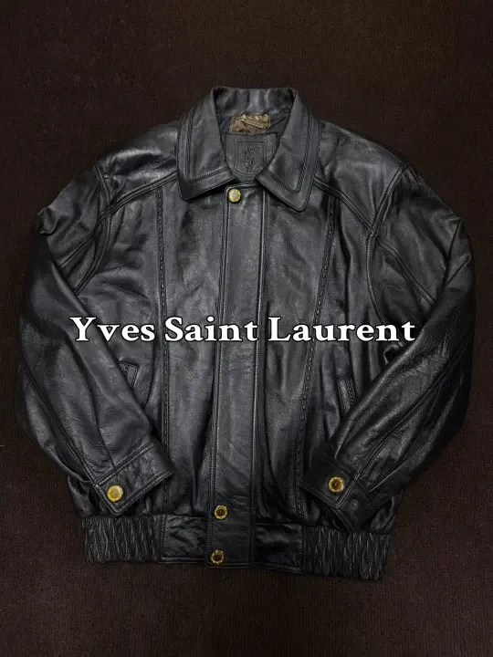 YSL Vintage 黑色复古皮夹克