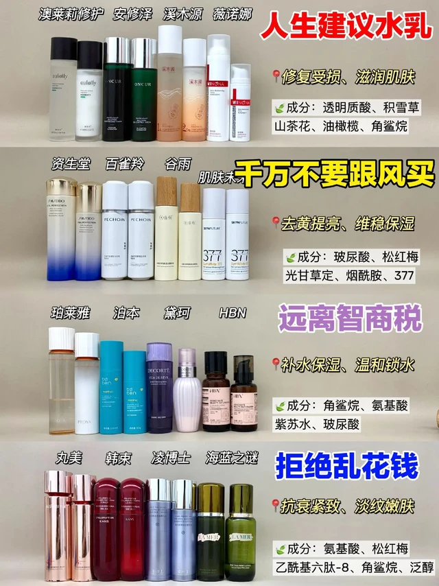人生建议水乳千万不要跟风买！远离智商税！修护水乳/双十二/双十二攻略/干敏肌/敏感肌/敏感肌水乳/资生堂悦薇水乳水乳/HBN早C晚A水乳/澳莱莉修护水乳/水乳/珀莱雅双抗水乳/安修泽油橄榄水乳/溪木源