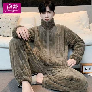向薇雪花绒家居服套装：大码男生的秋冬保暖救星！