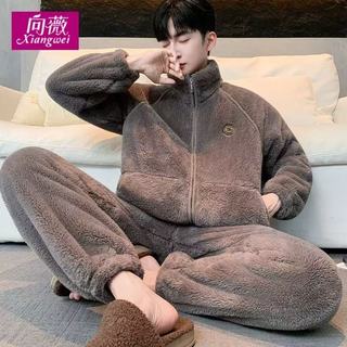 向薇雪花绒家居服套装：大码男生的秋冬保暖救星！