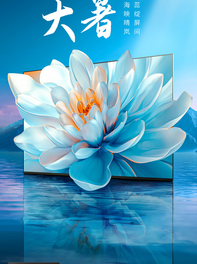 #大暑#素蕊绽屏间，山海映晴岚#夏普AQUOS XLED壁画系列# #HU8500A#静享暑夏，不错过每一帧清欢Xtreme QD-Mini LED，精微控光让白花吐蕊更显清透，明暗细节纤毫毕现量子点