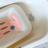 日康（rikang） 浴盆 婴儿洗澡盆婴儿浴盆 加大加厚带浴床适用0-6