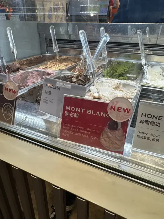 venchi11月gelato新口味蒙布朗栗子🌰口味测评 造型很可爱 表面撒了可可粉 一朵朵小蘑菇一样的是蛋白霜饼干。基底是马斯卡彭奶酪 混了栗子酱。不过我觉得栗子味不足 奶酪味也很淡 估计因为是马斯