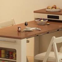 小户型救星！奶油风中古岛台餐桌，把空间利用玩明白了