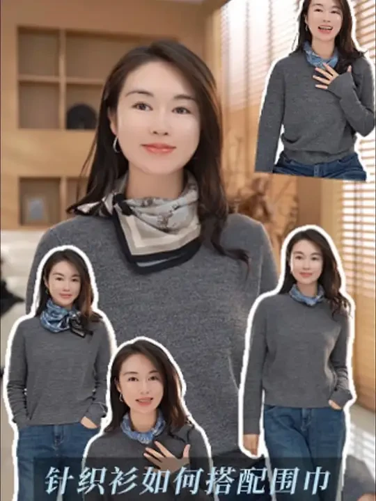 轻松get小方巾的10种搭配系法❗️🍂 #丝巾系法大全 #高级感穿搭 #桑蚕丝 #秋冬穿搭 #毛衣