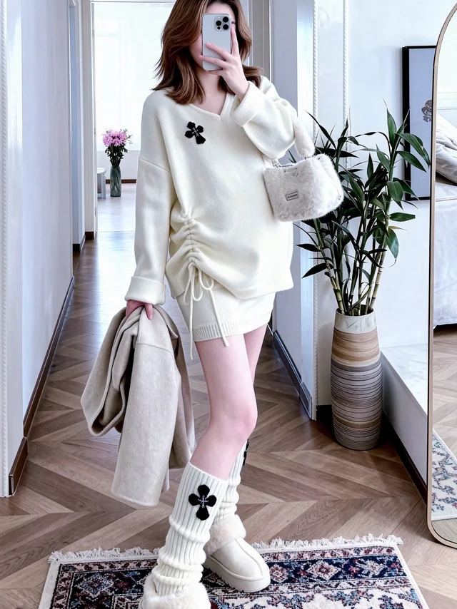 小孕妇们答应我秋冬都去穿这套，真的太好看了！针织毛衣搭配半身裙一套，上身慵懒又温柔，纯色系简约高级又气质，版型宽松舒适，完全不会勒肚子，单穿或者冬天打底都好看。#孕妇装 #孕妇两件套 @抖加🔥上热门🔥