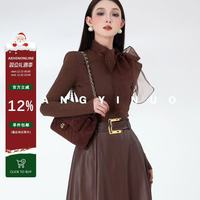 王依诺咖色蝴蝶上衣｜秋冬显瘦气质密码被我找到！