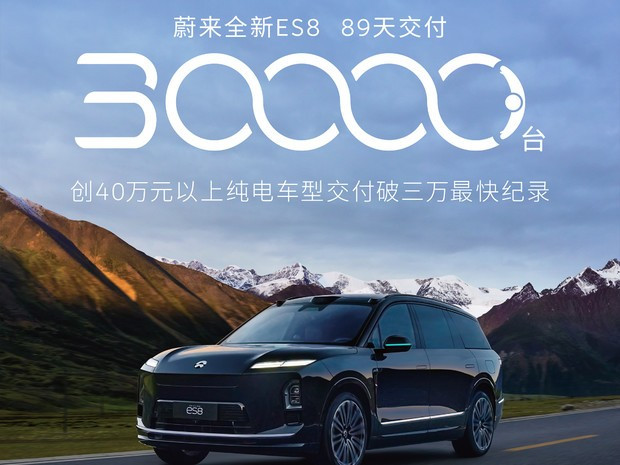 蔚来全新ES8交付3万台刷新高端纯电纪录
