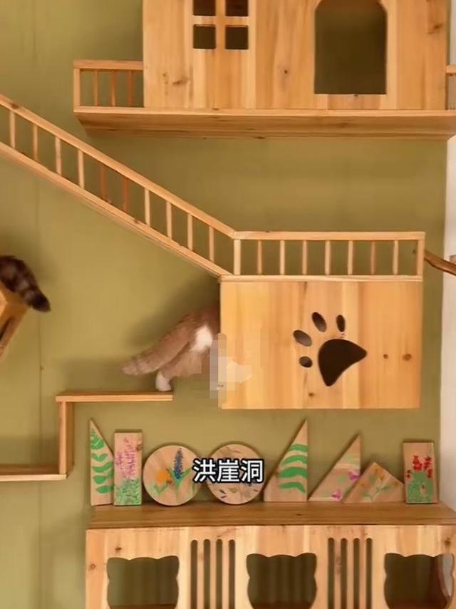 公公耗时8天，为儿媳妇的陪嫁猫做猫咪洪崖洞，像极了儿童游乐场