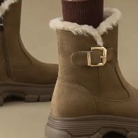 ZHR棕色厚底雪地短靴：冬日旅行保暖显高神器，时尚百搭超吸睛