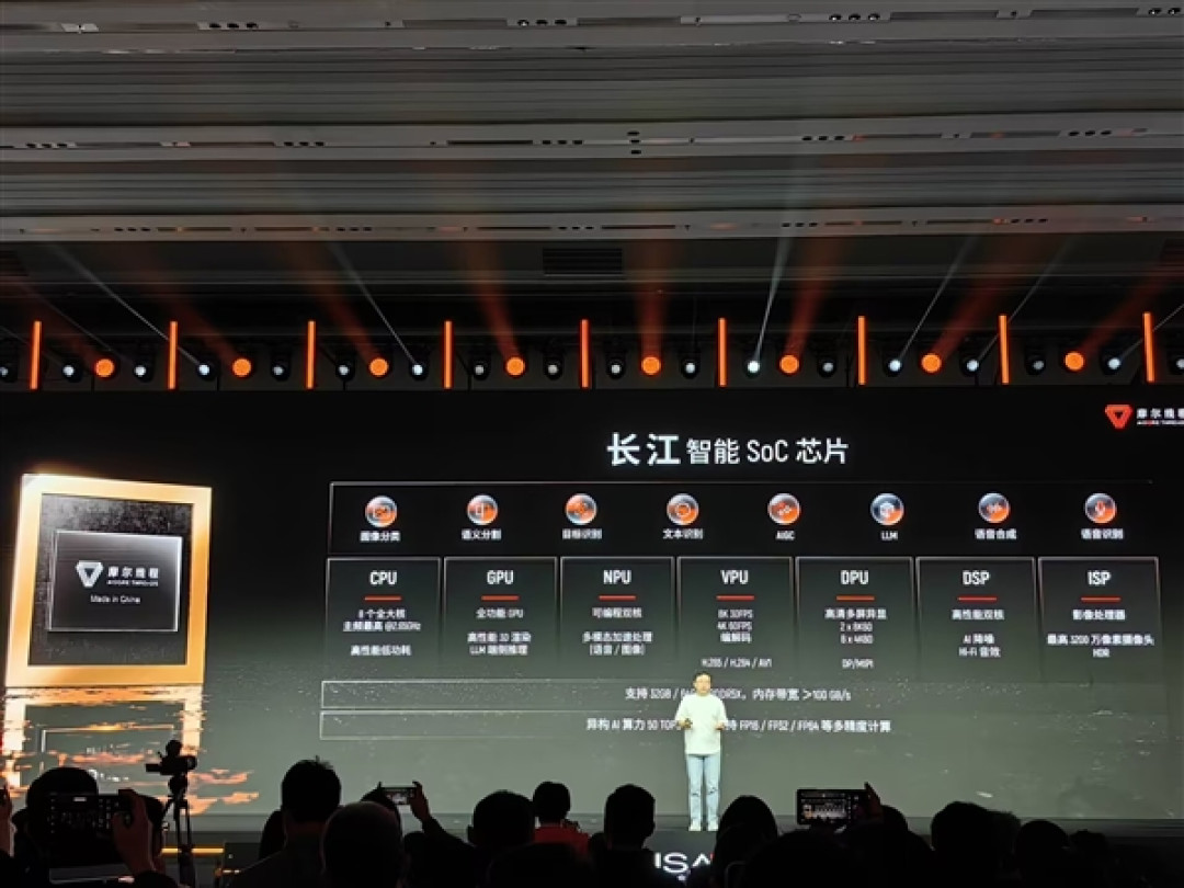摩尔线程自研长江智能SoC芯片正式发布！8全大核最高2.65GHz