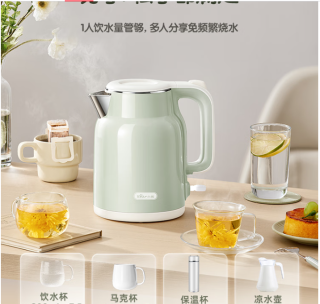小熊电热水壶：智能双层设计，安全快速烧水！