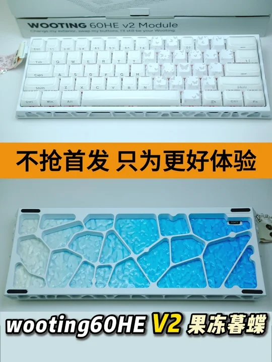 wooting60V2完美首装！白果冻+暮蝶满改