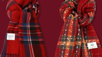 圣铭颈部防护红色格子围巾女冬季韩系jk百搭保暖防风圣诞学院披肩