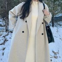 双旦开挂穿搭！2025燕麦色双面呢大衣，小个子也能拿捏高级感