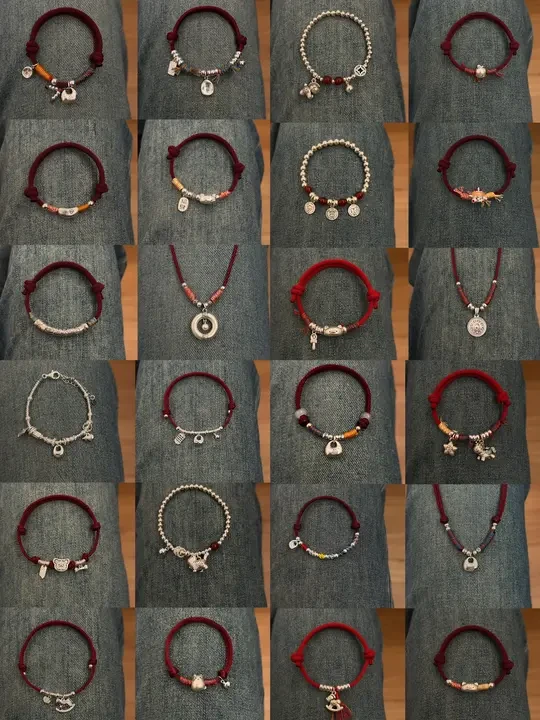 银手链手绳合集、一眼爱上的纯银红绳手链