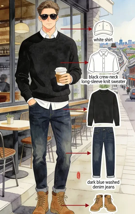 |男士穿搭|针织衫|衬衫| 牛仔休闲·黑深