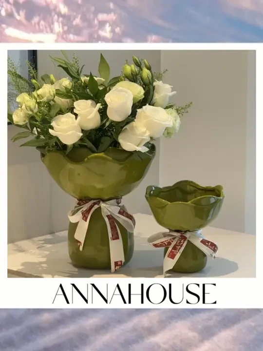 ANNAHOUSE手捧花陶瓷花器花瓶家居客厅餐桌鲜花插花家饰软装YF#元旦好物 #新年好物季 #鲜花插花 #客厅装饰 #软装搭配