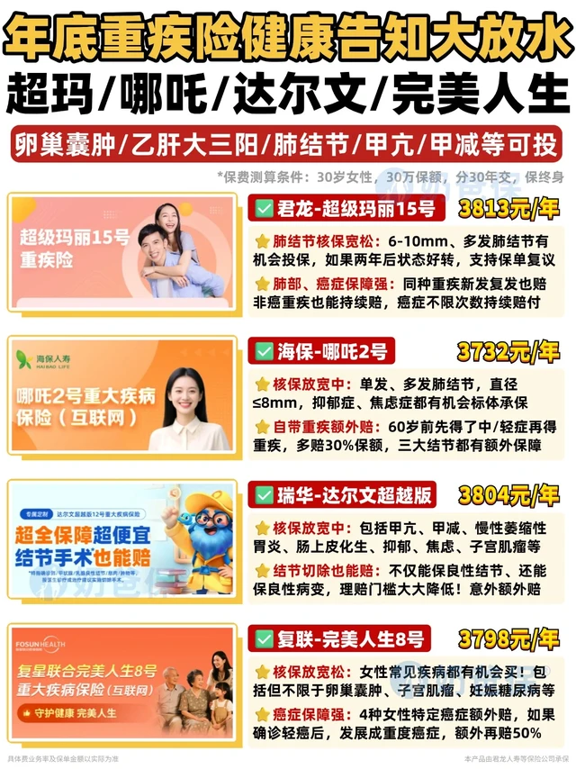 核保宽松的重疾险推荐：超玛达尔文完美人生