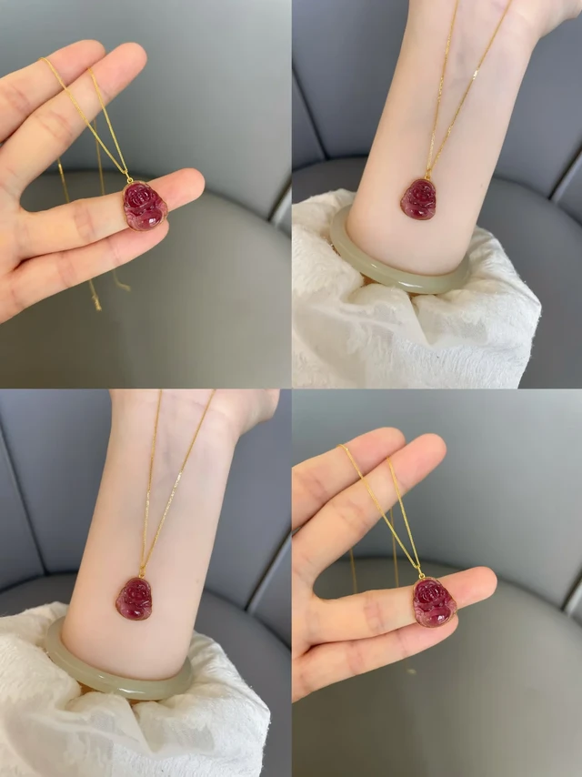 一眼就心动的红碧玺佛公项链✨真的太美了！