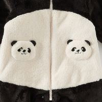 低成本养娃穿搭分享：戴维贝拉双面绒熊猫连体衣冬天出门一件搞定