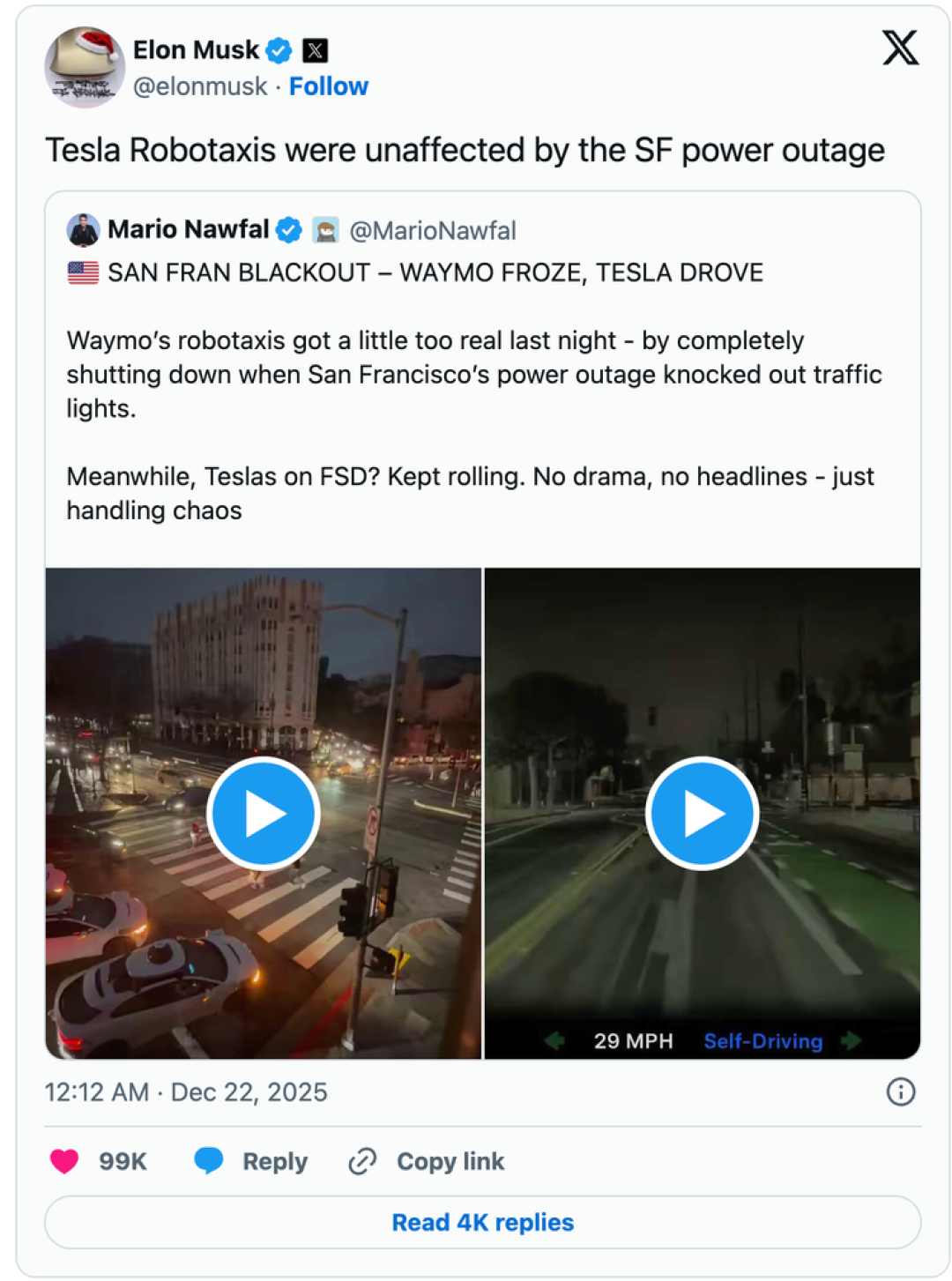 Waymo停电趴窝,特斯拉照常绕路:自动驾驶的终局之争,小鹏押对了