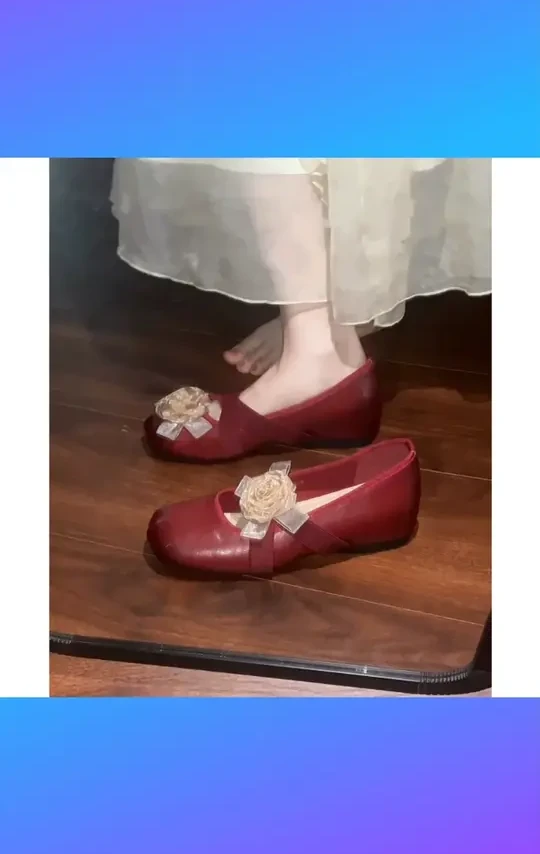 羊皮版～新中式复古花朵芭蕾舞鞋女新款内增高法式浅口单鞋玛丽珍 #羊皮版芭蕾舞鞋 #新中式复古花朵鞋 #内增高法式单鞋 #浅口玛丽珍鞋 #女士新款单鞋