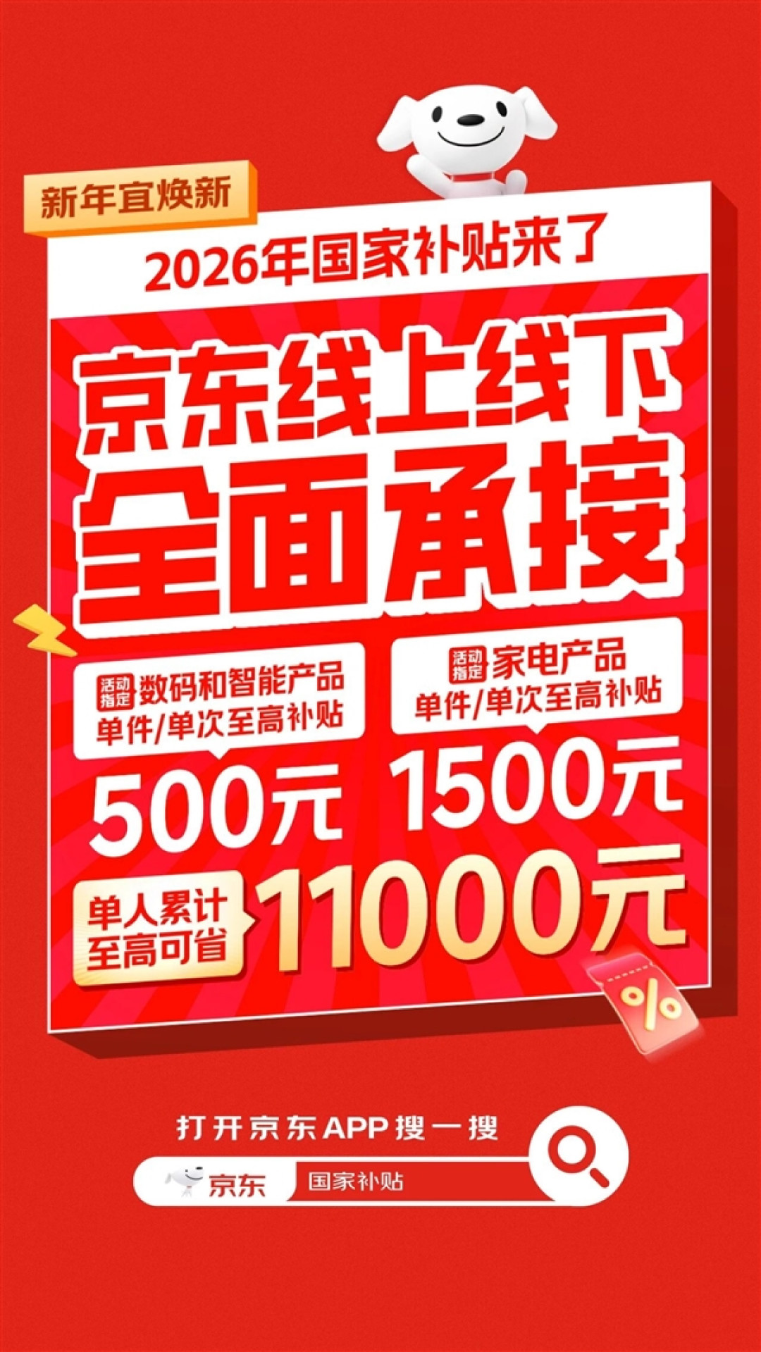 2026国家补贴来了!京东宣布线上线下全面承接:单人至高可省11000元