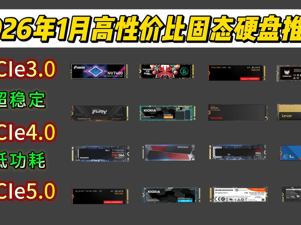 2026年1月元旦双节固态硬盘选购推荐！三星、致态、西部数据、铠侠、闪迪等品牌！精选21款 PCIe3.0、PCIe4.0、PCIe5.0固态硬盘推荐！