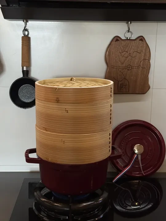 适配珐宝珐琅锅的竹木蒸屉被我找到了