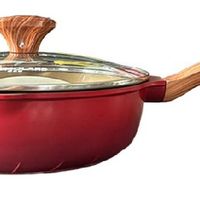 双旦必备厨房神器摩兰德田园红珐琅钛金不粘锅轻巧全能全灶具