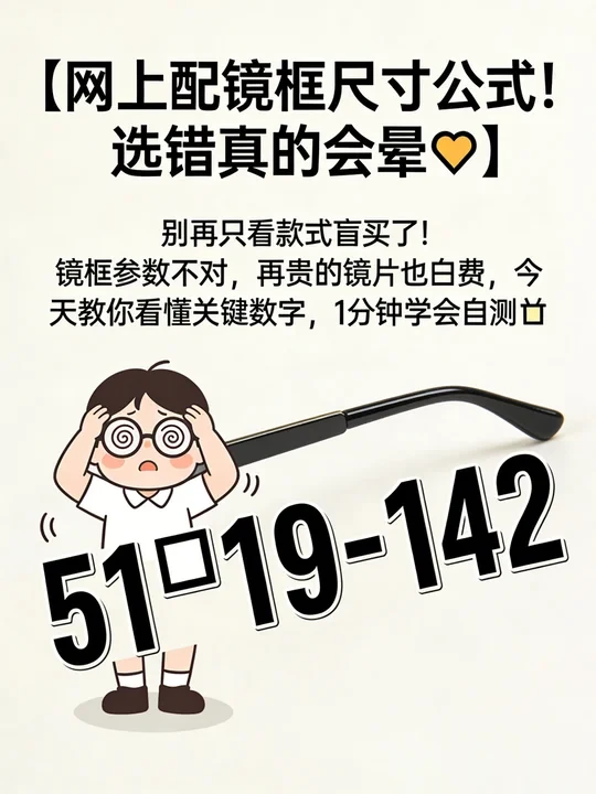 【网上配镜框尺寸公式！选错真的会晕😵】