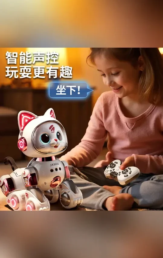 国潮玩具智能AI机器猫手势感应儿童益智男女孩电动声控遥控可编程#国潮玩具 #智能机器猫 #儿童益智 #手势感应 #电动玩具