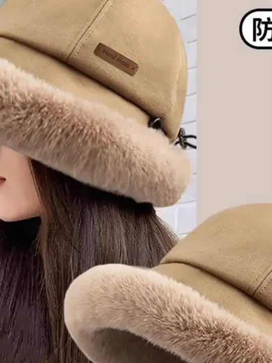 毛绒帽子女冬季新款加绒渔夫帽冬天加厚骑车保暖棉帽东北防寒盆帽 #渔夫帽  #加厚加绒渔夫帽  #毛绒帽子  #保暖帽