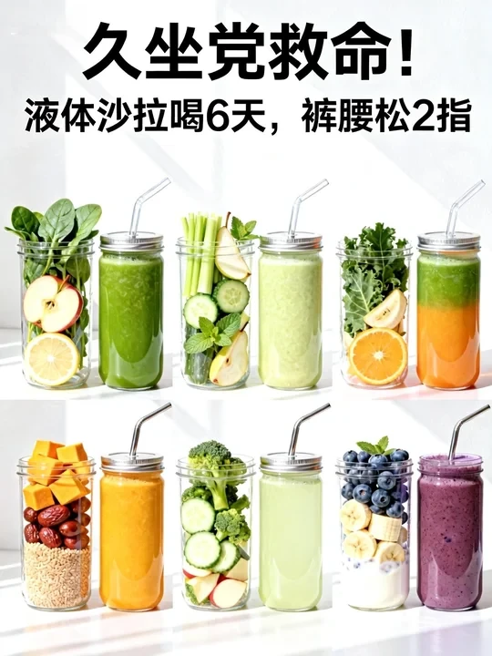 久坐党救命‼️自制液体沙拉，喝6天裤子送2指