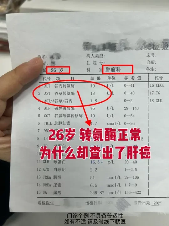 26岁 转氨酶正常 为什么查出了肝癌？