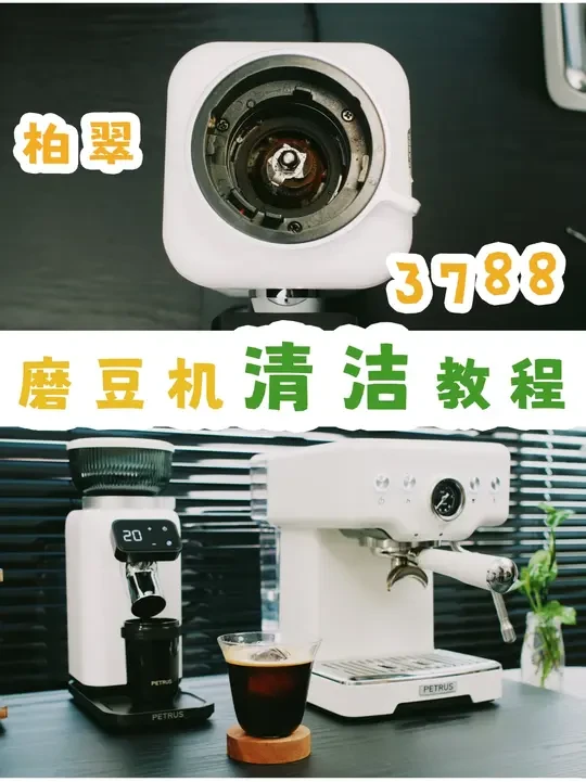 柏翠3788磨豆机清理教程 定期清理磨豆机还是很必要的喔，如果不清理，残粉会越来越凝固，长久的残粉会导致出粉与萃取不稳定，味道变差，而且当环境湿度过大的时候，可能会长毛的喔。
至少每周清理一下出粉通道