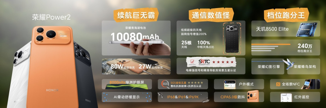 续航、通信超越行业主流旗舰“户外轻旗舰”荣耀Power2发布